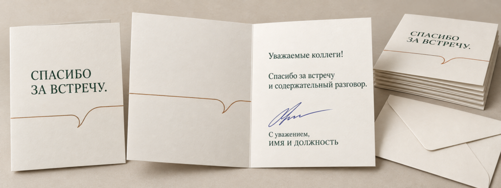 Благодарственная открытка: макет для партнёров после встречи