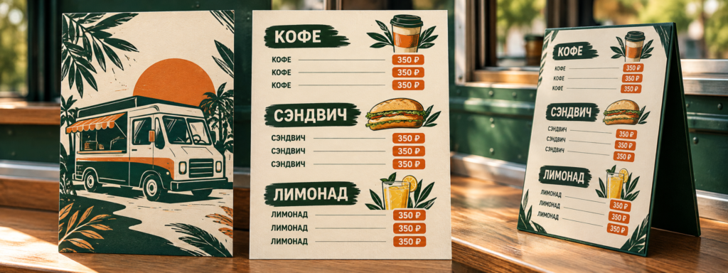 Меню для фудтрака: как собрать компактный макет с ценами