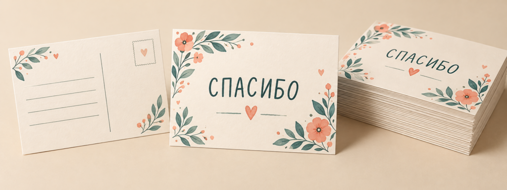 Открытка после заказа: как поблагодарить клиента и подготовить тираж