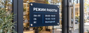 Печать таблички режима работы для магазина в Ульяновске: что указать в макете
